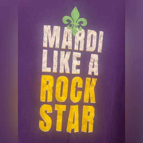 Mardi Gras Brand Purple with “Mardi Like A Rock Star “ Women Shortsleeve 2X - Picture 3 of 6